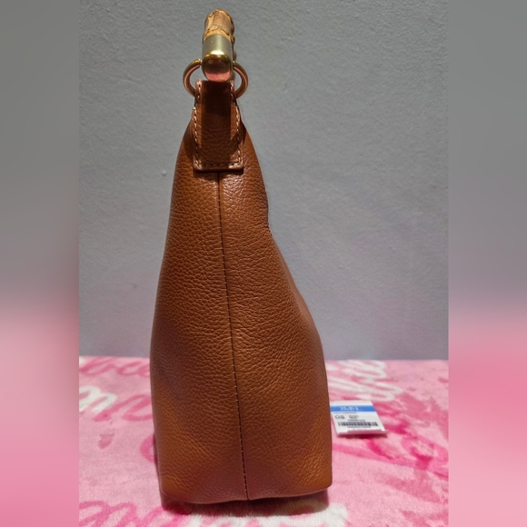 J. McLaughlin Folly Leather Handbag With Bamboo Handle - Picture 7 of 10